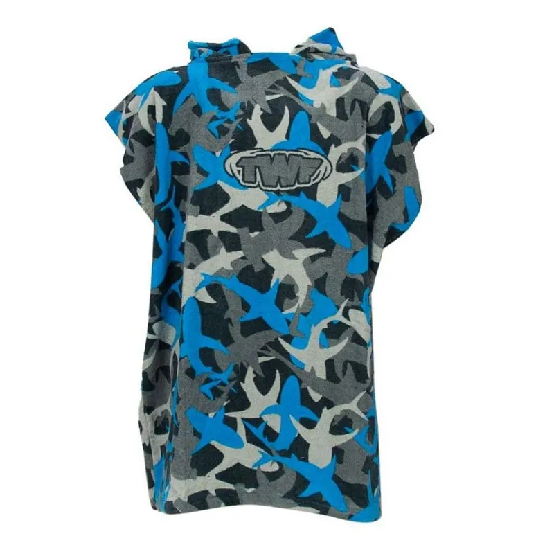 TWF Kids Poncho Towel Navy Shark-1